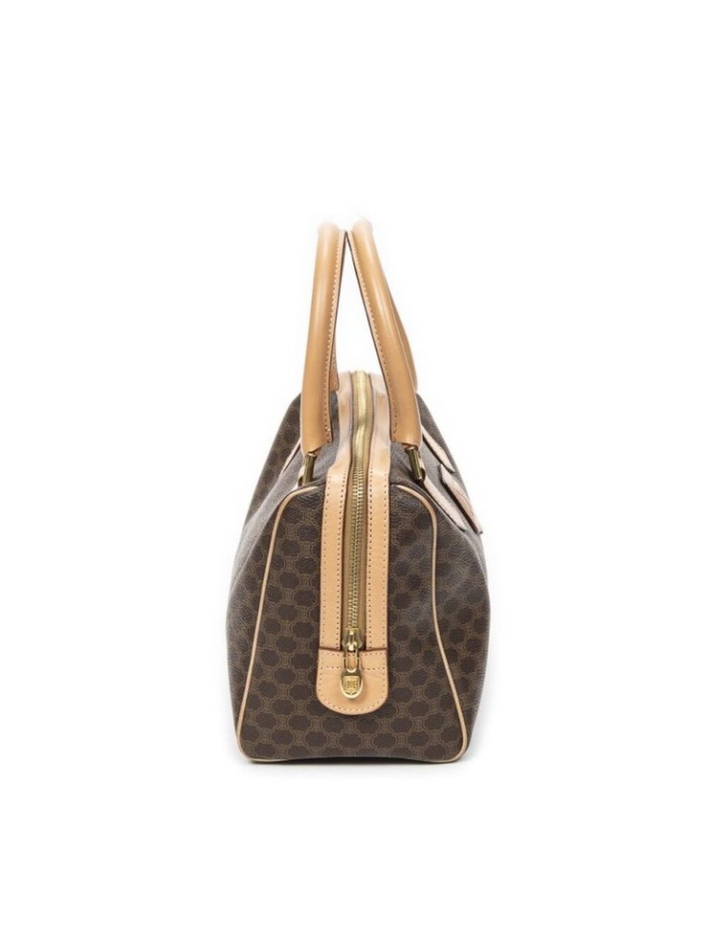 Celine Small Boston Beige Brown Macadam Canvas Shoulder Bag - Picture 4 of 10